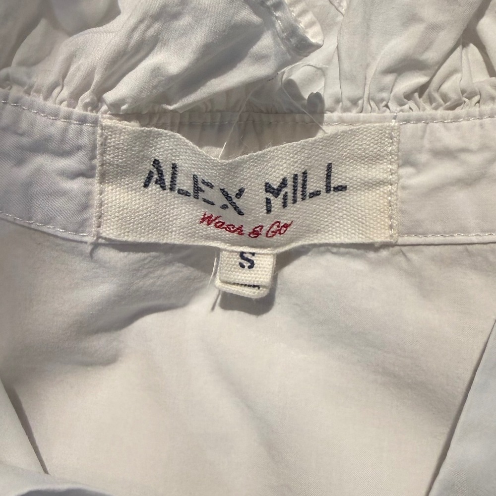 Alex Mill Easy Ruffle Shirt Womens S White Cotton Poplin Button Down Oversized - Picture 2 of 9